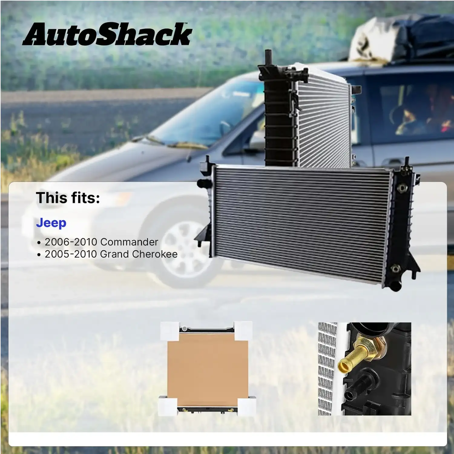 AutoShack Radiator for 2005-2010 Jeep Grand Cherokee 2006-2010 - Imagen 2