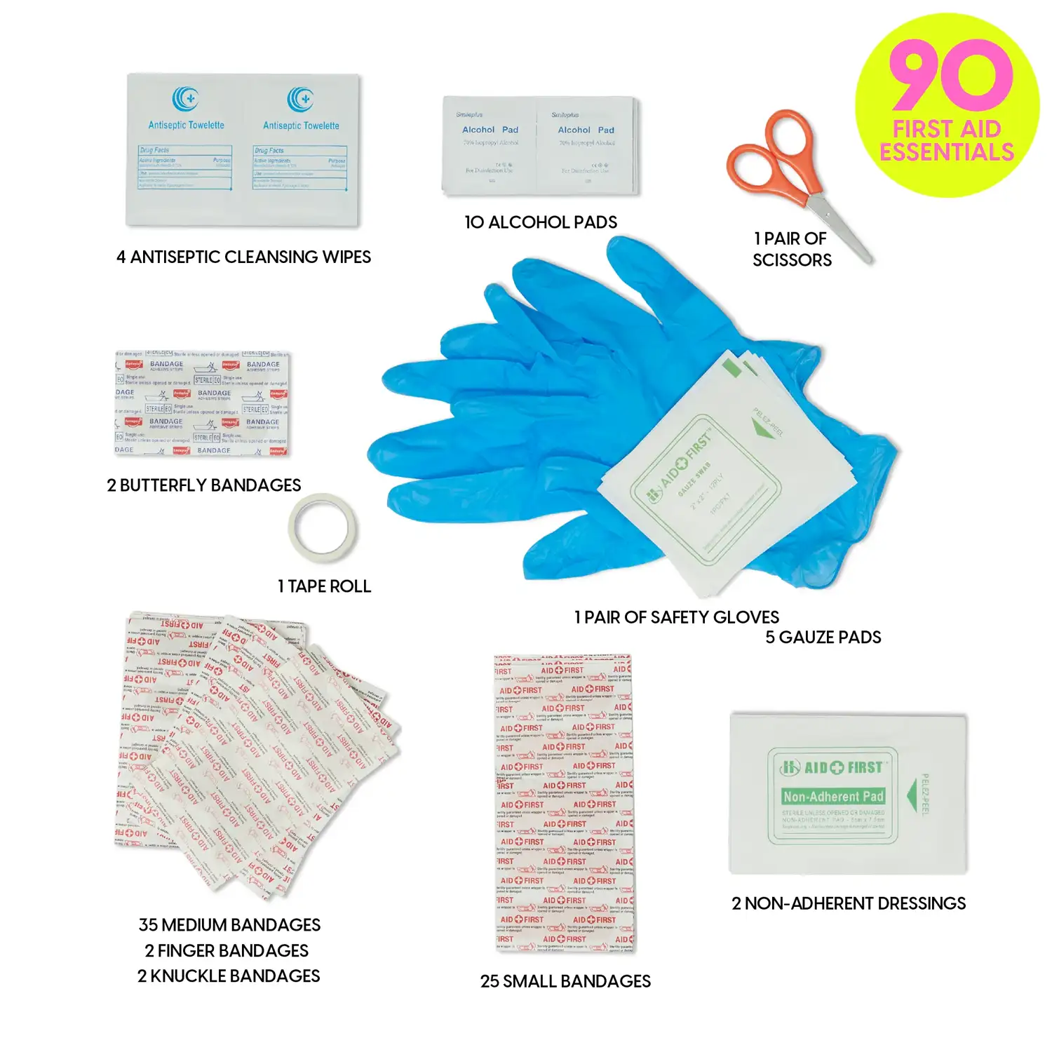 BLINGSTING Car First Aid Kit - 90 Pieces Included, Pink, 1 Count, 5 in x 5 in 2 in - Imagen 2